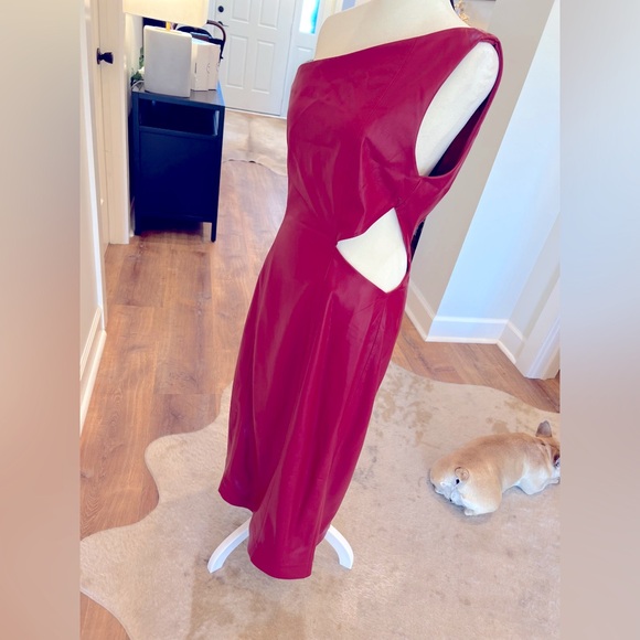 •House of Harlow 1960 •x REVOLVE •Bordeaux Faux Leather •Midi Dress Red •Size:S - Picture 4 of 9